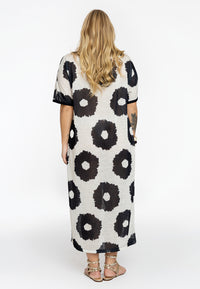 Weites Kleid mit Schlitz FLOWERDress wide slit FLOWER - ecru - #3