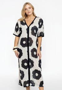 Weites Kleid mit Schlitz FLOWERDress wide slit FLOWER - ecru - #1