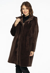 Coat faux fur - brown - #1