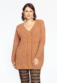 Pullover mit Zopfdetail LurexPullover cable lurex - pink - #1