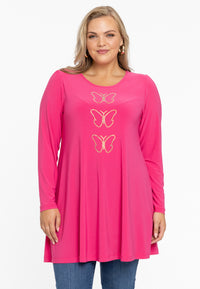Tunic wide bottom RHINESTONES - pink - #1