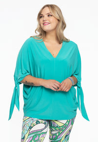 Bluse V-Ausschnitt mit Schleifen DOLCEBlouse V-neck bows DOLCE - turquoise - #1