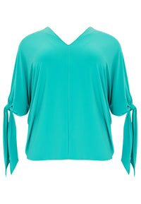 Bluse V-Ausschnitt mit Schleifen DOLCEBlouse V-neck bows DOLCE - turquoise - #4