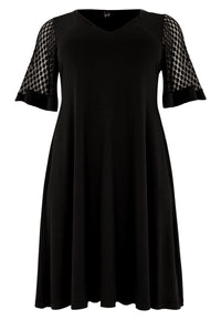 Kleid mit V-Ausschnitt LACEDress V-neck LACE - black - #4