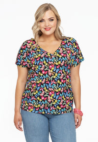 Shirt mit doppeltem V-Ausschnitt BUTTERFLYShirt double V-neck BUTTERFLY - black - #1