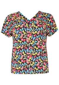 Shirt mit doppeltem V-Ausschnitt BUTTERFLYShirt double V-neck BUTTERFLY - black - #4