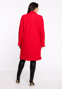 Strickjacke Lang mit Fransen aus BOUCLECardigan Long Fringed BOUCLE - red - #3