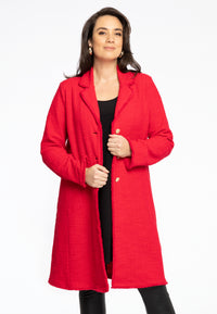 Strickjacke Lang mit Fransen aus BOUCLECardigan Long Fringed BOUCLE - red - #1