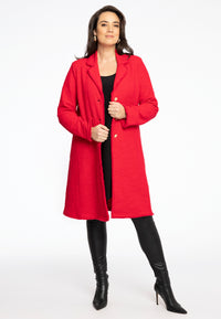 Strickjacke Lang mit Fransen aus BOUCLECardigan Long Fringed BOUCLE - red - #2