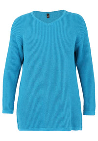 Pullover V-neck KNIT ECO - turquoise - #2