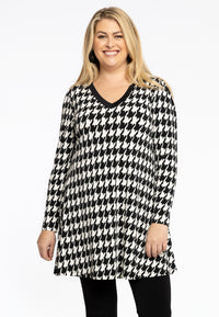 Tunika mit V-Ausschnitt PIED DE POULETunic V-neck PIED DE POULE - black - #1