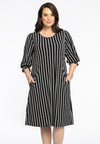 Dress Puff Sleeve STRIPES - black - #1