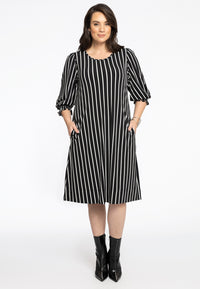 Dress Puff Sleeve STRIPES - black - #2
