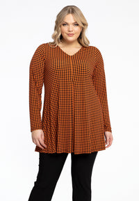 Tunika mit V-Ausschnitt und Falten KARINATunic V-neck pleat KARINA - orange - #1