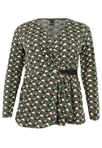 Shirt cross-over GEOMETRIC - green - #4