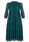 Dress puffed sleeve lace - dark green - #4