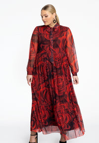 Dress ruffled ROSANNA - red - #1