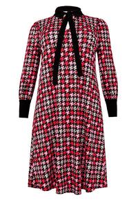 Kleid mit Schleife PIED DE POULEDress bow PIED DE POULE - red - #4