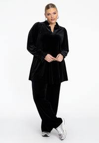 Tunic wide bottom VELOURS - black - #2