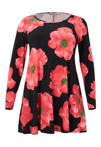 Tunic wide bottom PETALS - red - #4
