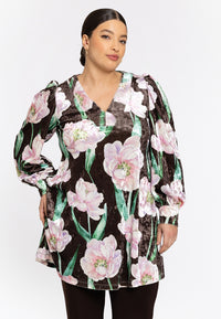 Tunic wide bottom FIORITO - brown - #1