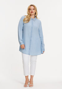 Blouse strass collar INDIGO LYOCELL - indigo - #1
