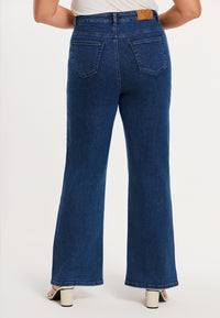 Jeans wide leg 5-pocket with strass - indigo - #4