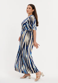 Maxi dress flare sleeve RIPPLES - blue - #5