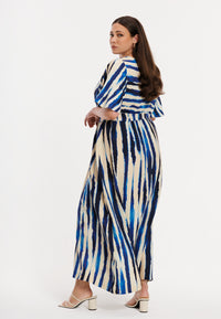 Maxi dress flare sleeve RIPPLES - blue - #3