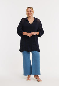 Pullover mit Polokragen AJOURPulllover polo AJOUR - blue - #2