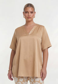 Tunic v-neck SATIN SAND - light brown - #2