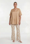 Tunic v-neck SATIN SAND - light brown - #1