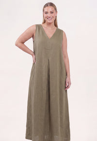 Dress swing LINEN - green - #4
