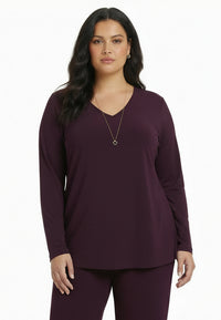 Top V-neck UNI DOLCE - dark purple - #1