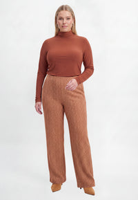 Trousers straight FISHBONE - mid brown - #2