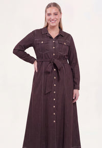 Dress midi DENIM DOLCE BROWN - brown - #2