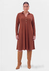 Dress midi buttons UNI R-DOLCE - mid brown - #2