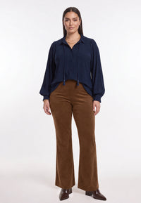 Trousers bootcut SUEDE ALIKE - mid brown - #1