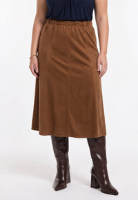 Skirt midi SUEDE ALIKE - mid brown - #2