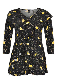 Shirt flare frill LEMON - black - #4