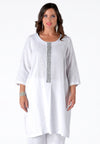 Dress beaded LINEN - white - #1