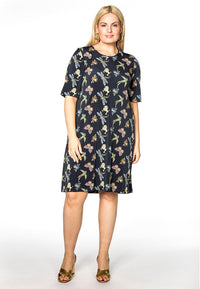 Dress ruffled v back BROOCH - blue - #2