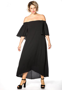 Dress long elastic back - black - #1