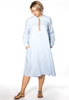 Blouse stone placket LINEN - blue - #1