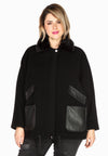 Jacket wide fur collar - black - #1