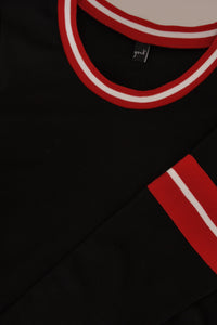 Dress stripe rib INTERLOCK - black - #5