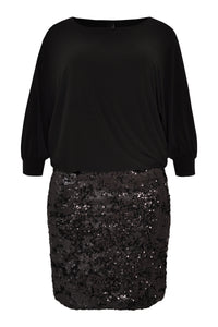 Dress wide sequin border - black - #4