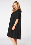 Dress tied back stretch cotton - black