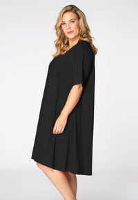 Dress tied back stretch cotton - black - #1