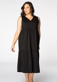 Dress stretch V-neck COTTON - black - #1